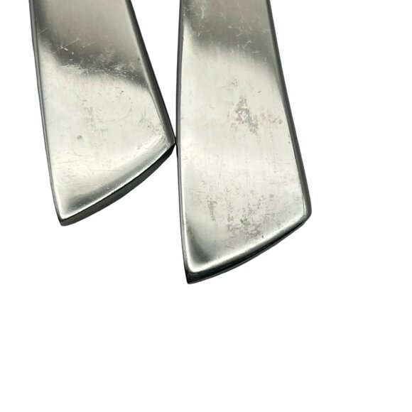 YAMAZAKI Alba‎ Stainless Flatware Lot of 2  Tea Spoons Plain Slanted Tip Handle - Picture 7 of 8